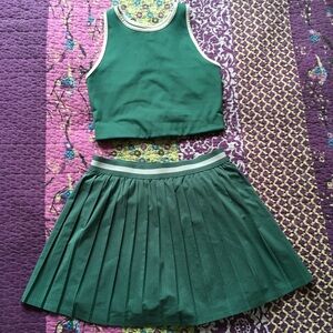 NWOT Girlfriend Collective Tropic Pleated Tennis Skirt and Dylan Tank Bra